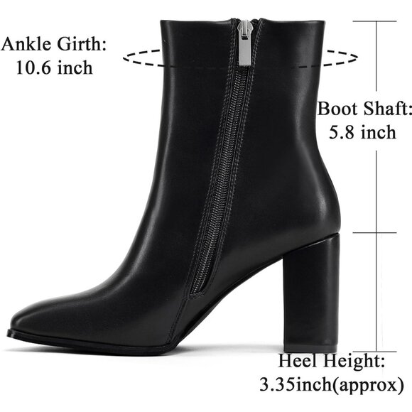 Elisabet Tang Ankle Boote Women Block Polyurethane Heel Side ZipperSquare Toe - Picture 3 of 9